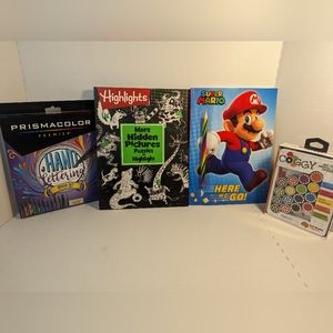 Highlights Hidden Pictures Puzzle Book, & Coloring, Coggy Game & Markers Bundle
